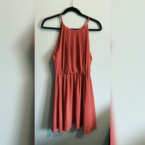 High neck mid thigh dress